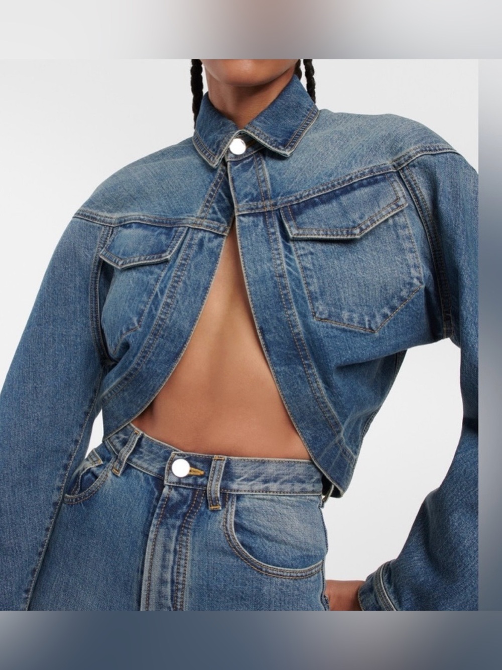 Alaïa Denim Bolero Style Jacket - Size 36 FR/4 US - Picture 2 of 11